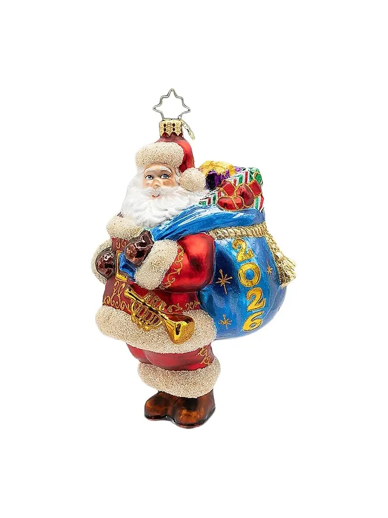 Christopher Radko A Bag Full Of Memories 2026 Glass Santa Ornament | Image 1 Christopher Radko A Bag Full Of Memories 2026 Glass Santa Ornament | Image 1