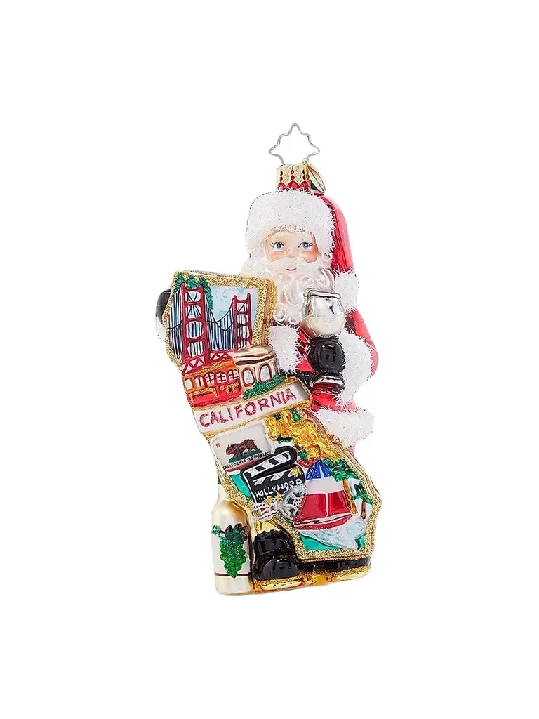 Christopher Radko Cali Claus Glass Ornament | Image 1 Christopher Radko Cali Claus Glass Ornament | Image 1