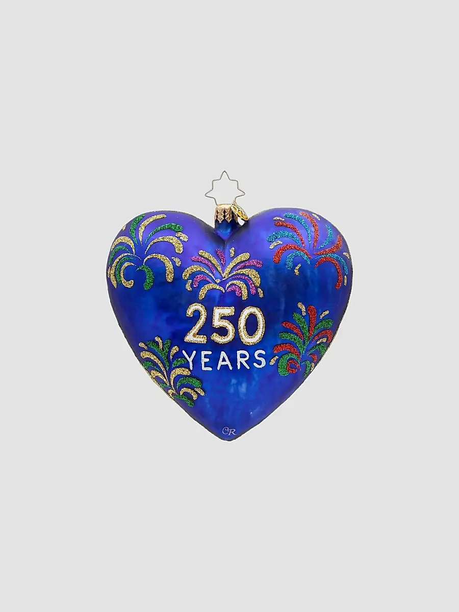 Christopher Radko Heart Of Independence 250 Years Glass Ornament | Thumbnail 2 Christopher Radko Heart Of Independence 250 Years Glass Ornament | Thumbnail 2