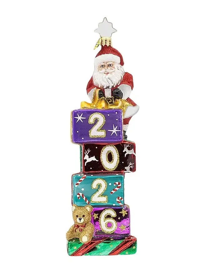 Christopher Radko 2026 Stacking Up The Years Glass Ornament
