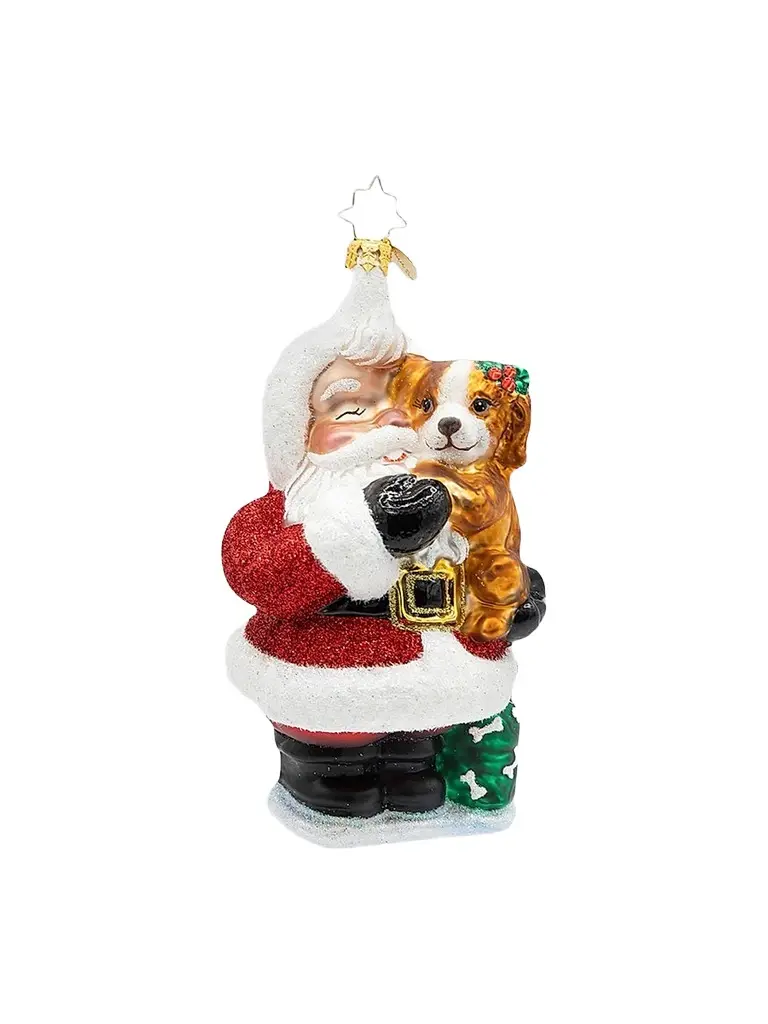 Christopher Radko Whimsical Santa Jolly & Pawsome Ornament | Image 1 Christopher Radko Whimsical Santa Jolly & Pawsome Ornament | Image 1