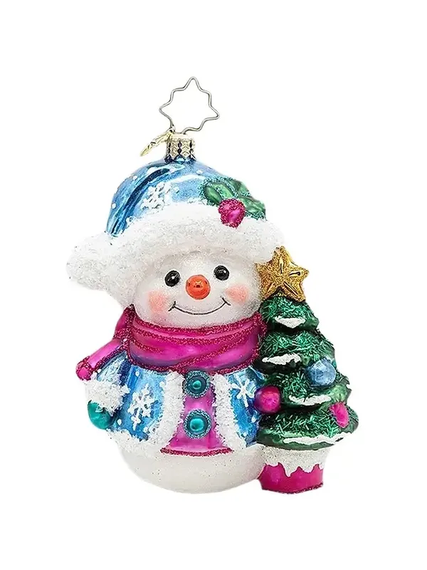 Christopher Radko Frosted Flurries Glass Snowman Ornament