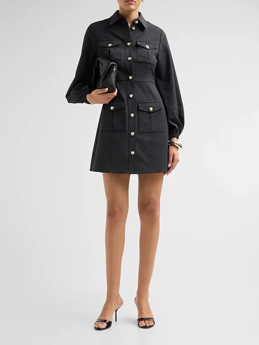 Cinq à Sept Women's Lumira Pearlescent-Button Mini Dress | Thumbnail 2 Cinq à Sept Women's Lumira Pearlescent-Button Mini Dress | Thumbnail 2