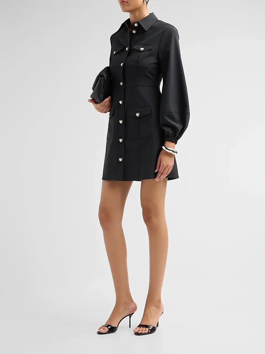 Cinq à Sept Women's Lumira Pearlescent-Button Mini Dress | Thumbnail 4 Cinq à Sept Women's Lumira Pearlescent-Button Mini Dress | Thumbnail 4