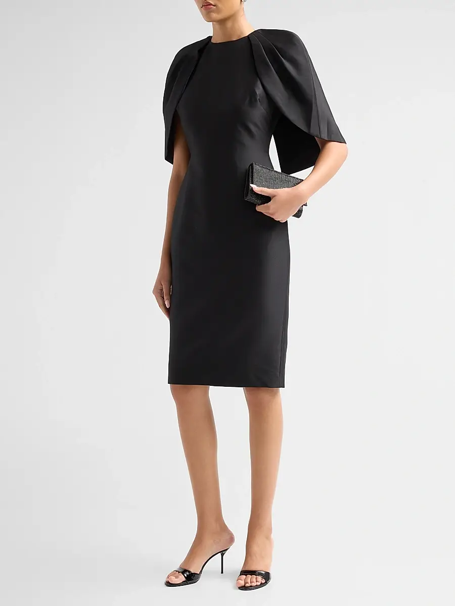 BADGLEY MISCHKA Women's Mikado Cape-Shoulder Sheath Dress | Thumbnail 4 BADGLEY MISCHKA Women's Mikado Cape-Shoulder Sheath Dress | Thumbnail 4