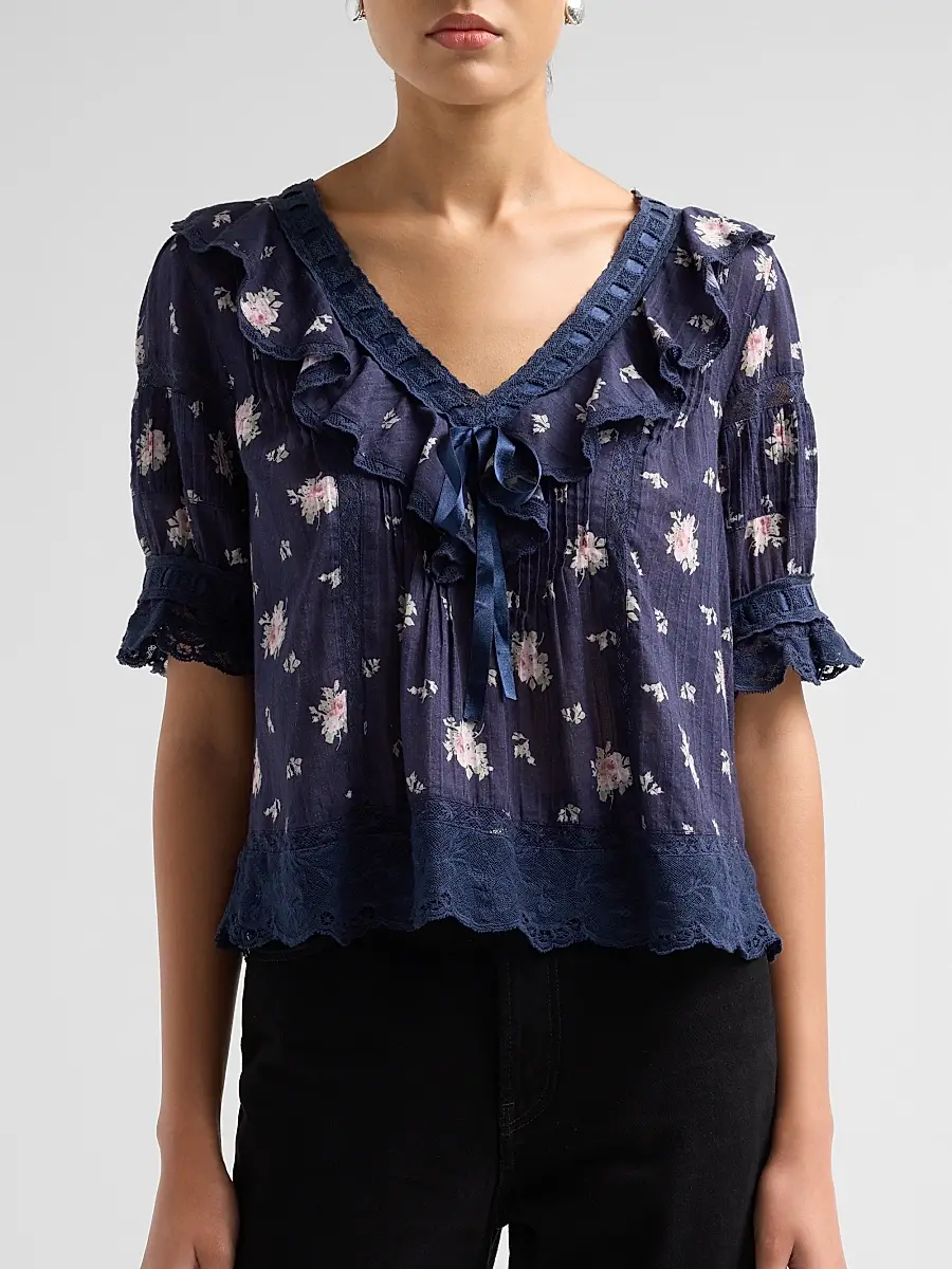 LoveShackFancy Women's Romilly Floral Cotton Blouse | Thumbnail 5 LoveShackFancy Women's Romilly Floral Cotton Blouse | Thumbnail 5