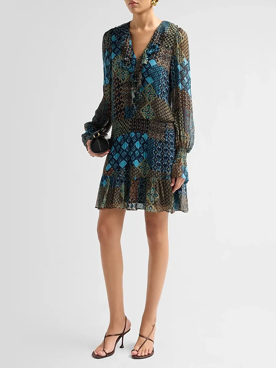 Ramy Brook Women's Astrid Printed Blouson Mini Dress | Thumbnail 4 Ramy Brook Women's Astrid Printed Blouson Mini Dress | Thumbnail 4