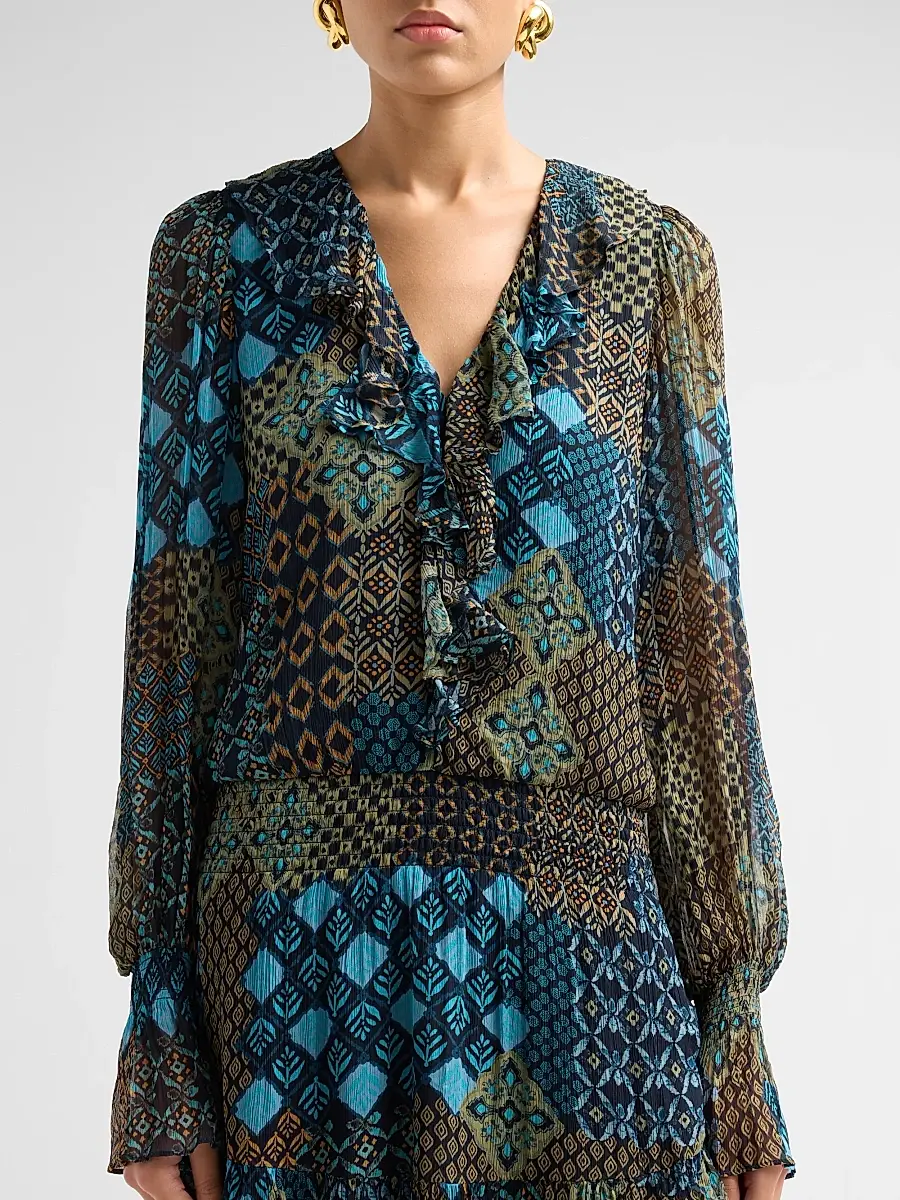 Ramy Brook Women's Astrid Printed Blouson Mini Dress | Thumbnail 5 Ramy Brook Women's Astrid Printed Blouson Mini Dress | Thumbnail 5