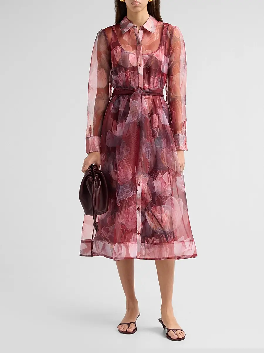 Milly Women's Suzie Floral Semi-Sheer Midi Shirtdress | Thumbnail 2 Milly Women's Suzie Floral Semi-Sheer Midi Shirtdress | Thumbnail 2