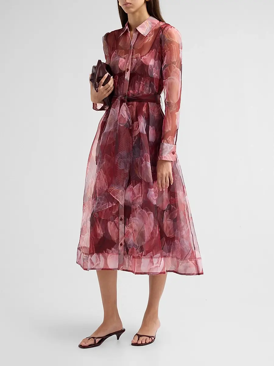 Milly Women's Suzie Floral Semi-Sheer Midi Shirtdress | Thumbnail 4 Milly Women's Suzie Floral Semi-Sheer Midi Shirtdress | Thumbnail 4
