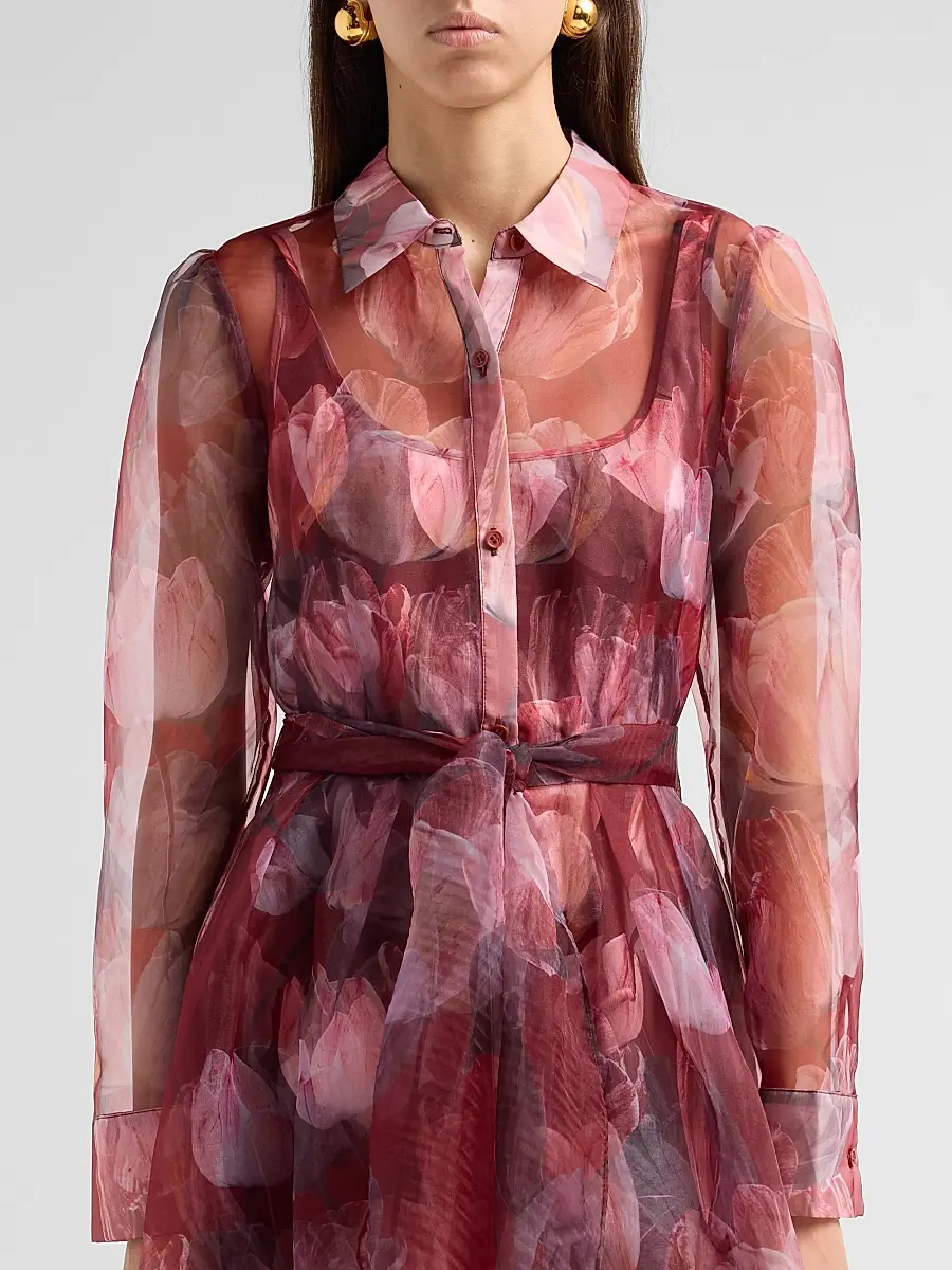 Milly Women's Suzie Floral Semi-Sheer Midi Shirtdress | Thumbnail 5 Milly Women's Suzie Floral Semi-Sheer Midi Shirtdress | Thumbnail 5