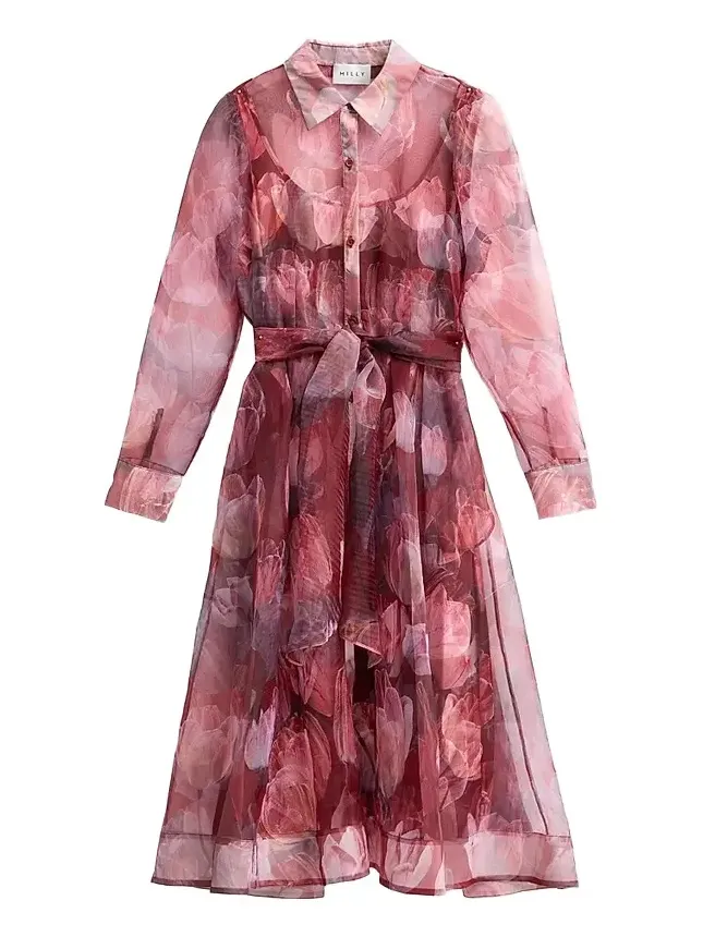 Women's Suzie Floral Semi-Sheer Midi Shirtdress