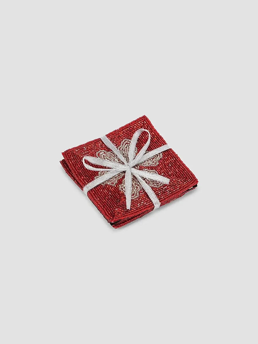 Sudha Pennathur Holiday 2022 Set of 4 Beaded Snowflake Coasters | Thumbnail 2