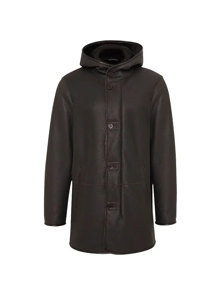 Gorski Men's Embossed Select Shearling Lamb Stroller Coat - Brown | Image 1 Gorski Men's Embossed Select Shearling Lamb Stroller Coat - Brown | Image 1