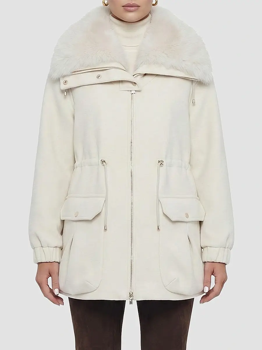 Gorski Women's Zip Coat with Detachable Lamb Collar | Thumbnail 3 Gorski Women's Zip Coat with Detachable Lamb Collar | Thumbnail 3