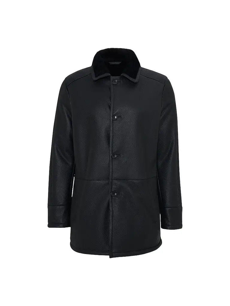 Gorski Men's Embossed Merino Shearling Lamb Stroller Coat - Black | Image 1 Gorski Men's Embossed Merino Shearling Lamb Stroller Coat - Black | Image 1