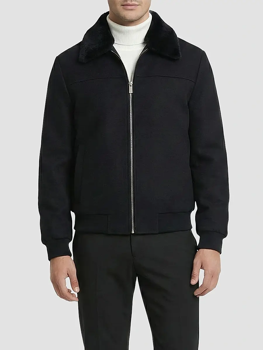 Gorski Men's Wool Jacket with Detachable Shearling Collar | Thumbnail 3