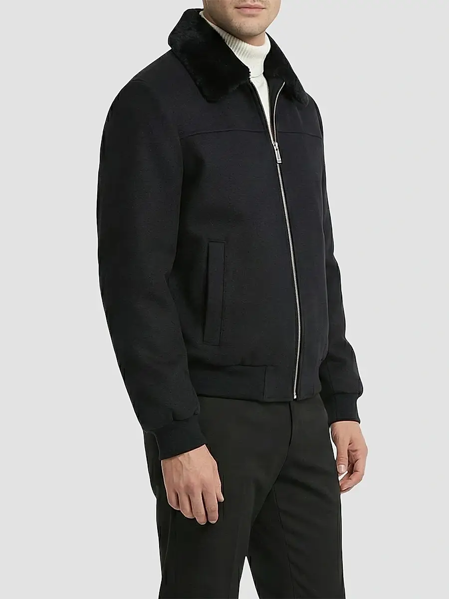Gorski Men's Wool Jacket with Detachable Shearling Collar | Thumbnail 4