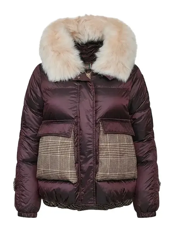 Women's Apres-Ski Mix Media Parka Coat with Detachable Lamb Hood Trim Women's Apres-Ski Mix Media Parka Coat with Detachable Lamb Hood Trim
