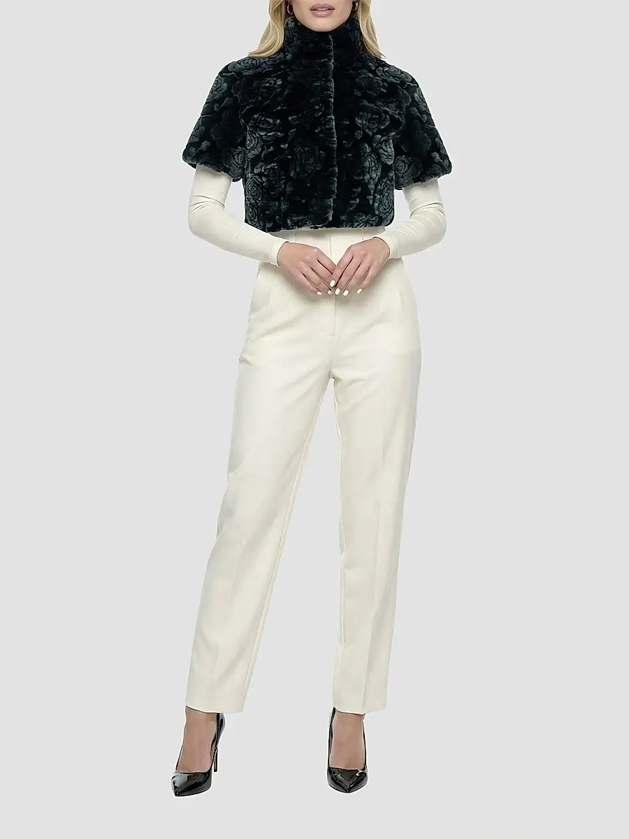 Gorski Women's Select Lamb Rose Cut Bolero, Cropped Sleeves | Thumbnail 2