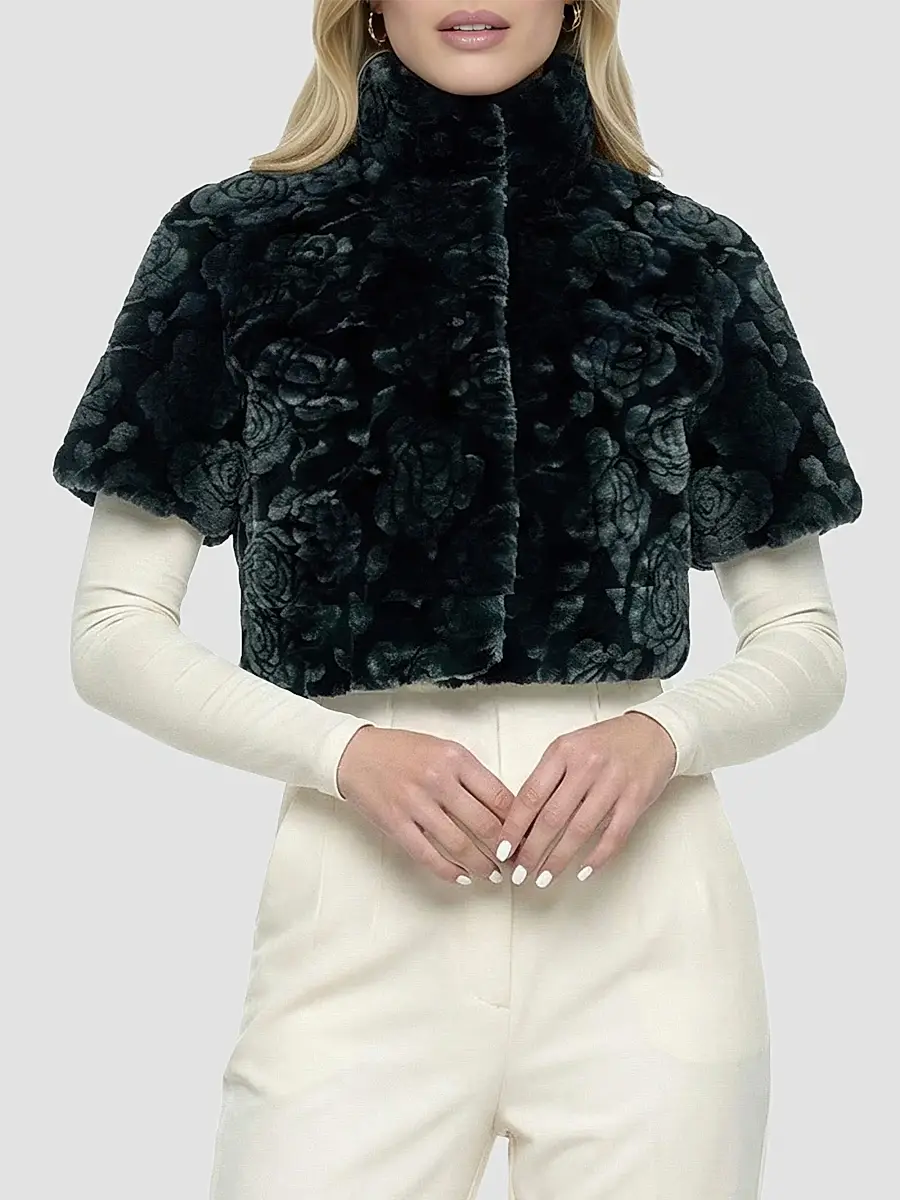 Gorski Women's Select Lamb Rose Cut Bolero, Cropped Sleeves | Thumbnail 3