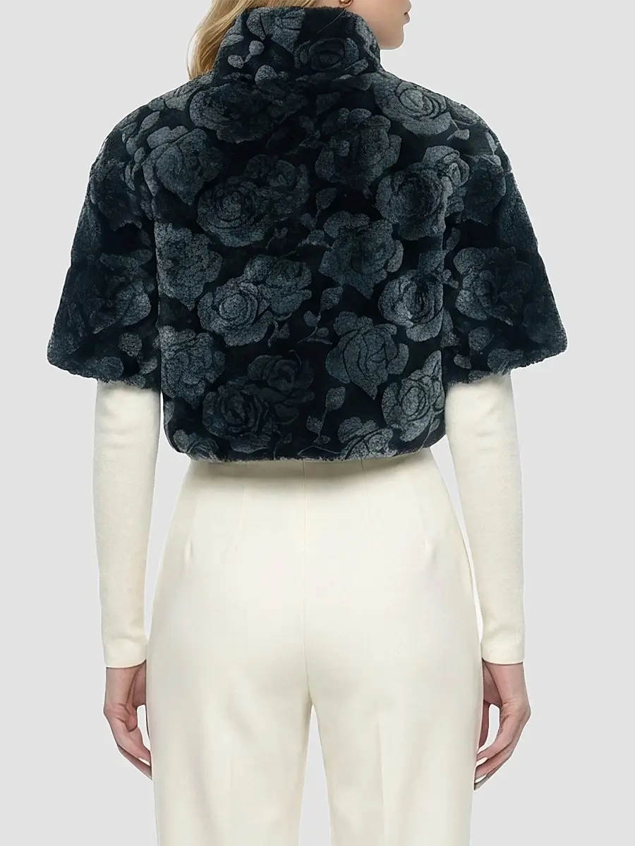Gorski Women's Select Lamb Rose Cut Bolero, Cropped Sleeves | Thumbnail 5