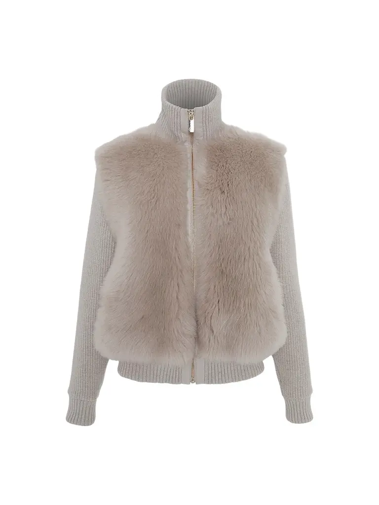 Gorski Women's Wool Blend Quilted Down Coat - Beige - Size Large | Image 1 Gorski Women's Wool Blend Quilted Down Coat - Beige - Size Large | Image 1