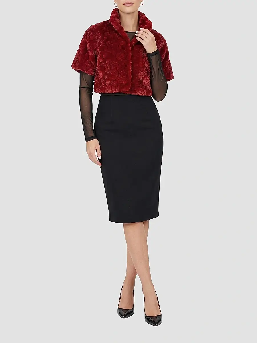 Gorski Women's Select Lamb Rose Cut Bolero, Cropped Sleeves | Thumbnail 2
