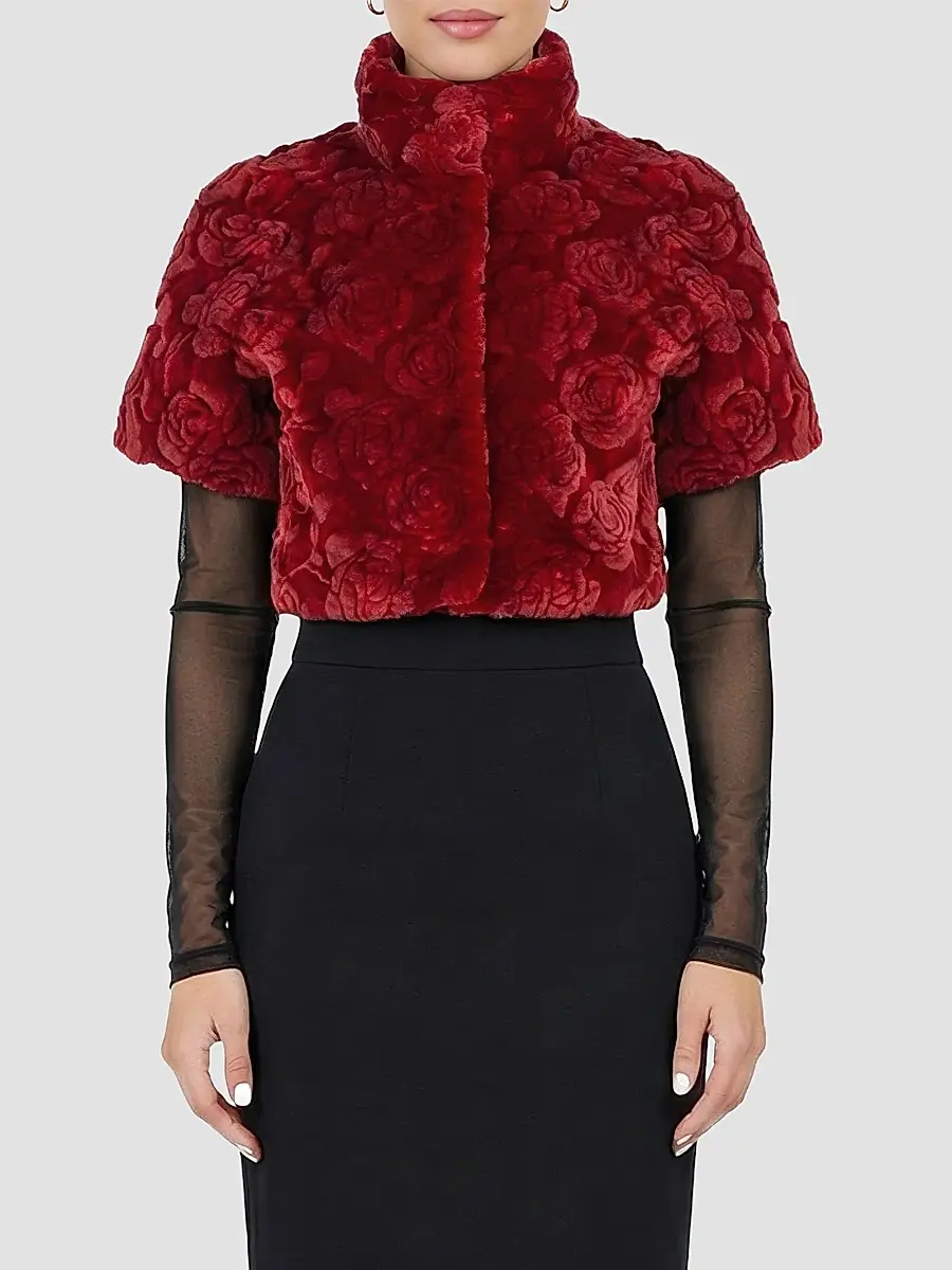 Gorski Women's Select Lamb Rose Cut Bolero, Cropped Sleeves | Thumbnail 3