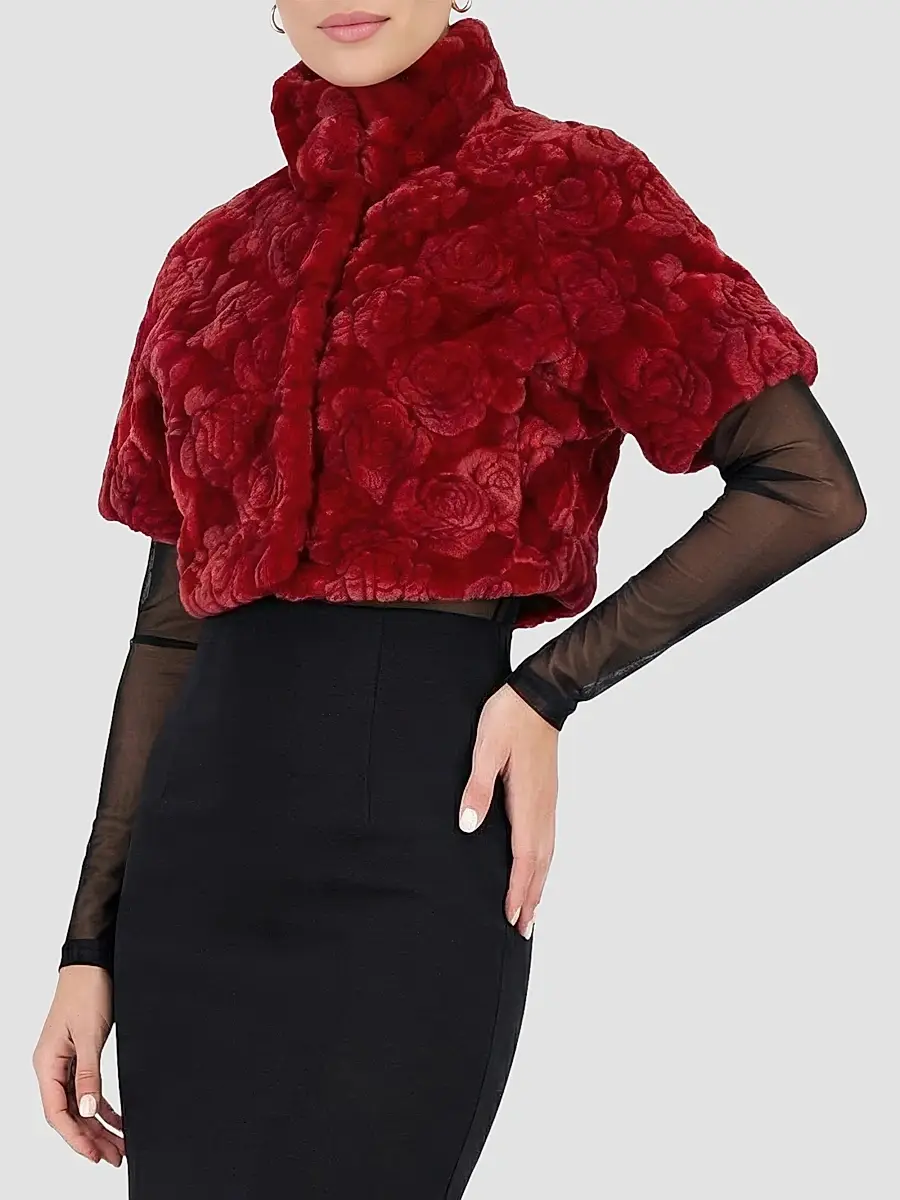 Gorski Women's Select Lamb Rose Cut Bolero, Cropped Sleeves | Thumbnail 4