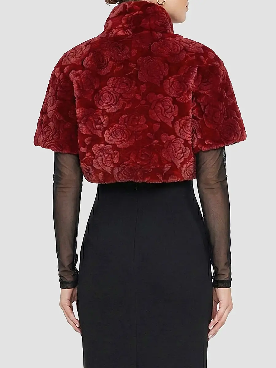 Gorski Women's Select Lamb Rose Cut Bolero, Cropped Sleeves | Thumbnail 5