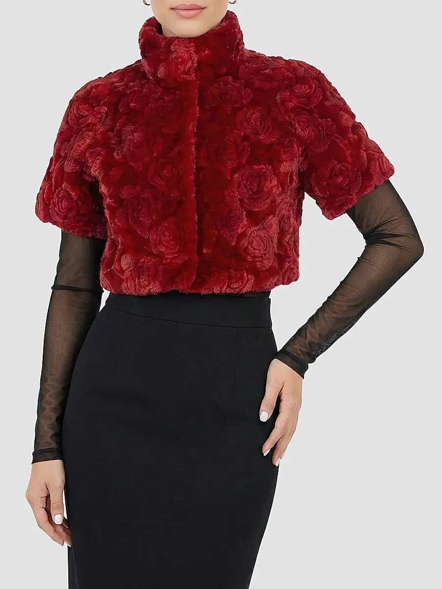 Gorski Women's Select Lamb Rose Cut Bolero, Cropped Sleeves | Thumbnail 6