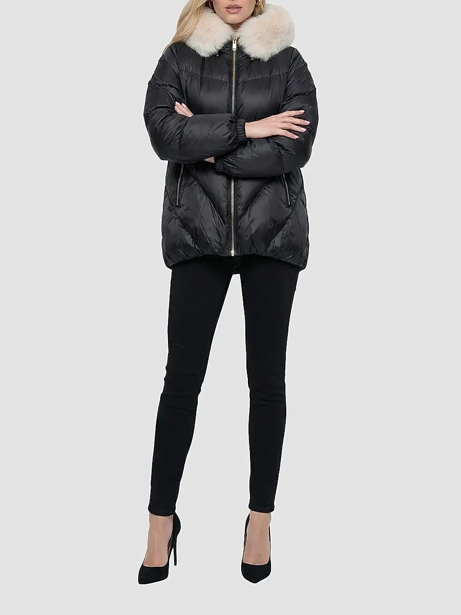 Gorski Women's Apres-Ski Parka with Horizontal Sleeves and Detachable Lamb Hood Trim | Thumbnail 2 Gorski Women's Apres-Ski Parka with Horizontal Sleeves and Detachable Lamb Hood Trim | Thumbnail 2