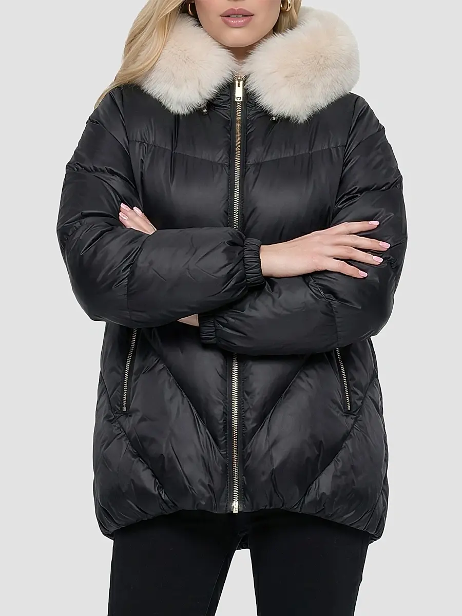 Gorski Women's Apres-Ski Parka with Horizontal Sleeves and Detachable Lamb Hood Trim | Thumbnail 3 Gorski Women's Apres-Ski Parka with Horizontal Sleeves and Detachable Lamb Hood Trim | Thumbnail 3