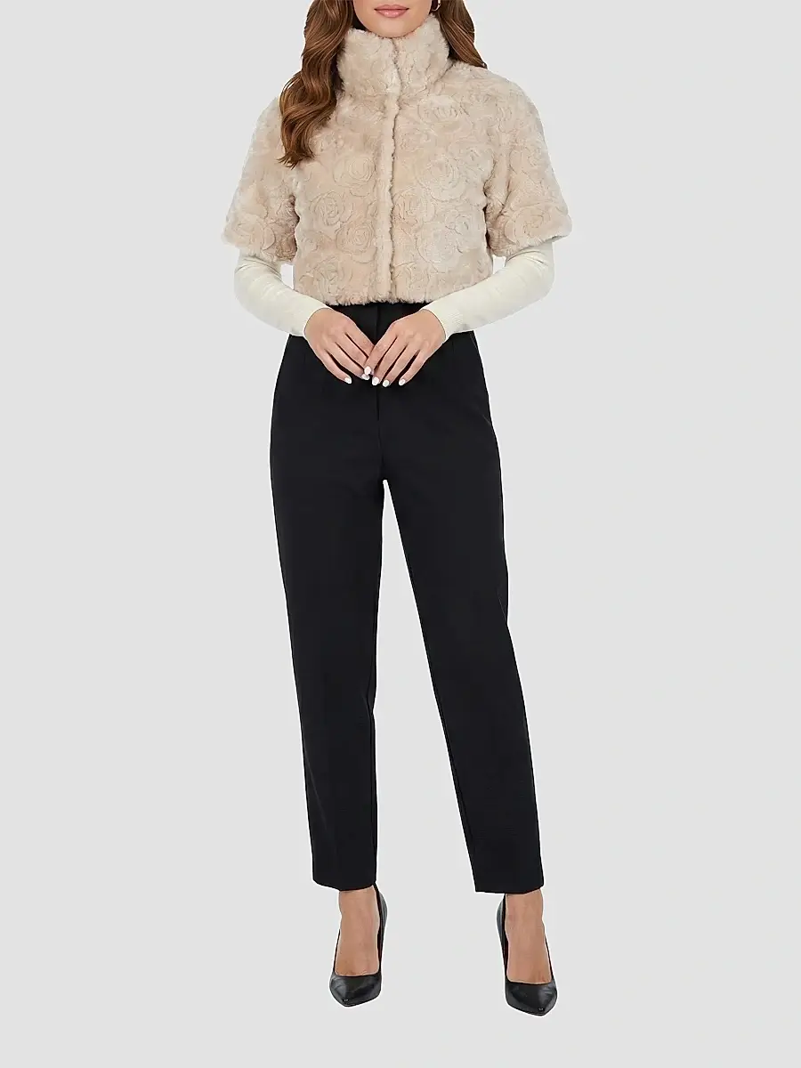 Gorski Women's Select Lamb Rose Cut Bolero, Cropped Sleeves | Thumbnail 2