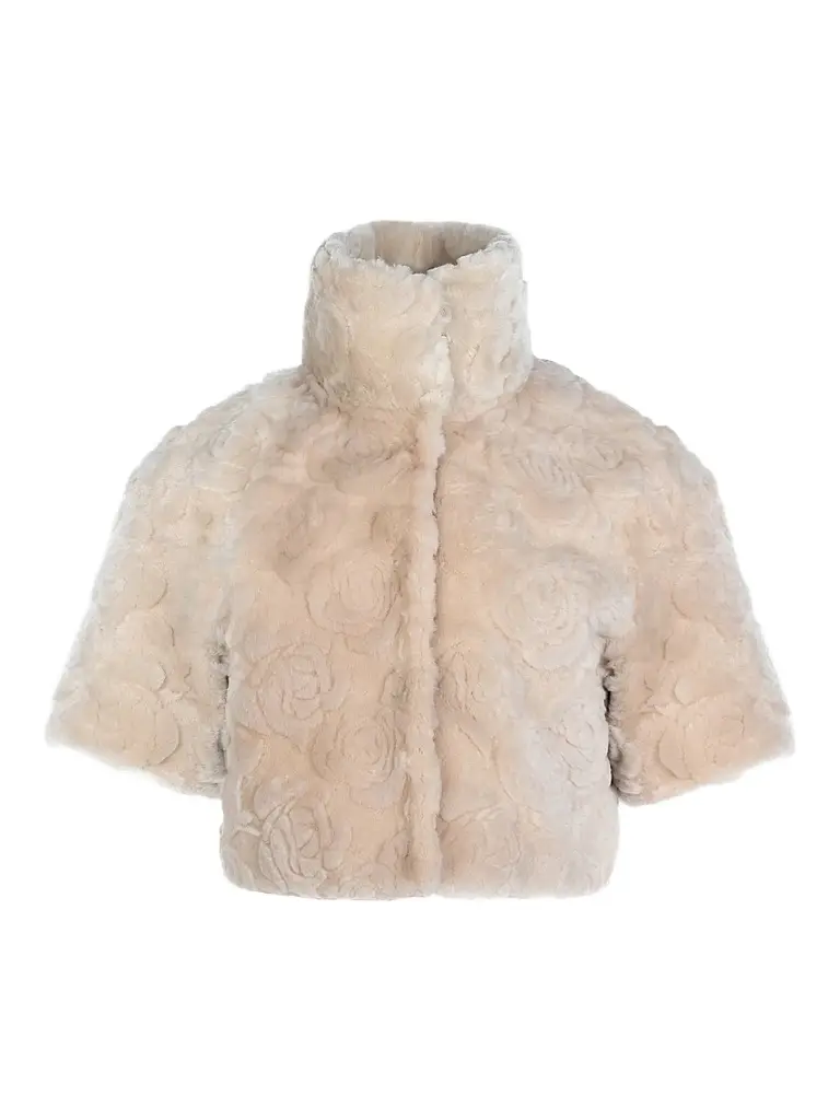 Gorski Women's Select Lamb Rose Cut Bolero Cropped Sleeves Coat - Cream Brisa - Size XL | Image 1 Gorski Women's Select Lamb Rose Cut Bolero Cropped Sleeves Coat - Cream Brisa - Size XL | Image 1