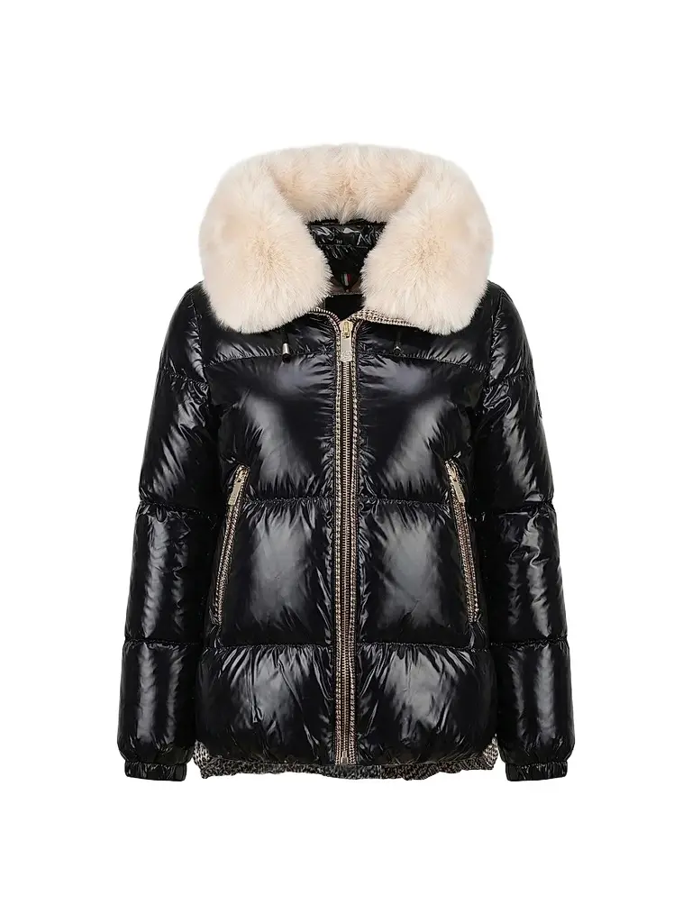 Gorski Women's Apres-Ski Parka with Detachable Merinillo Lamb Hood Trim - Black Iceberg - Size XL | Image 1 Gorski Women's Apres-Ski Parka with Detachable Merinillo Lamb Hood Trim - Black Iceberg - Size XL | Image 1