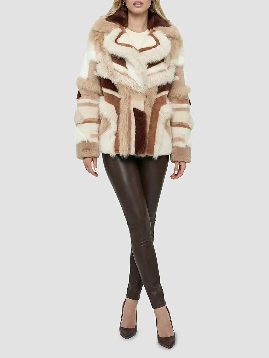 Gorski Women's Merino and Toscana Shearling Lamb Intarsia Coat | Thumbnail 2 Gorski Women's Merino and Toscana Shearling Lamb Intarsia Coat | Thumbnail 2