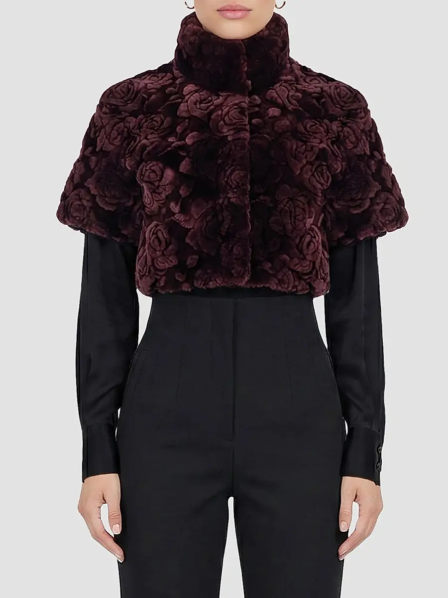 Gorski Women's Select Lamb Rose Cut Bolero, Cropped Sleeves | Thumbnail 3