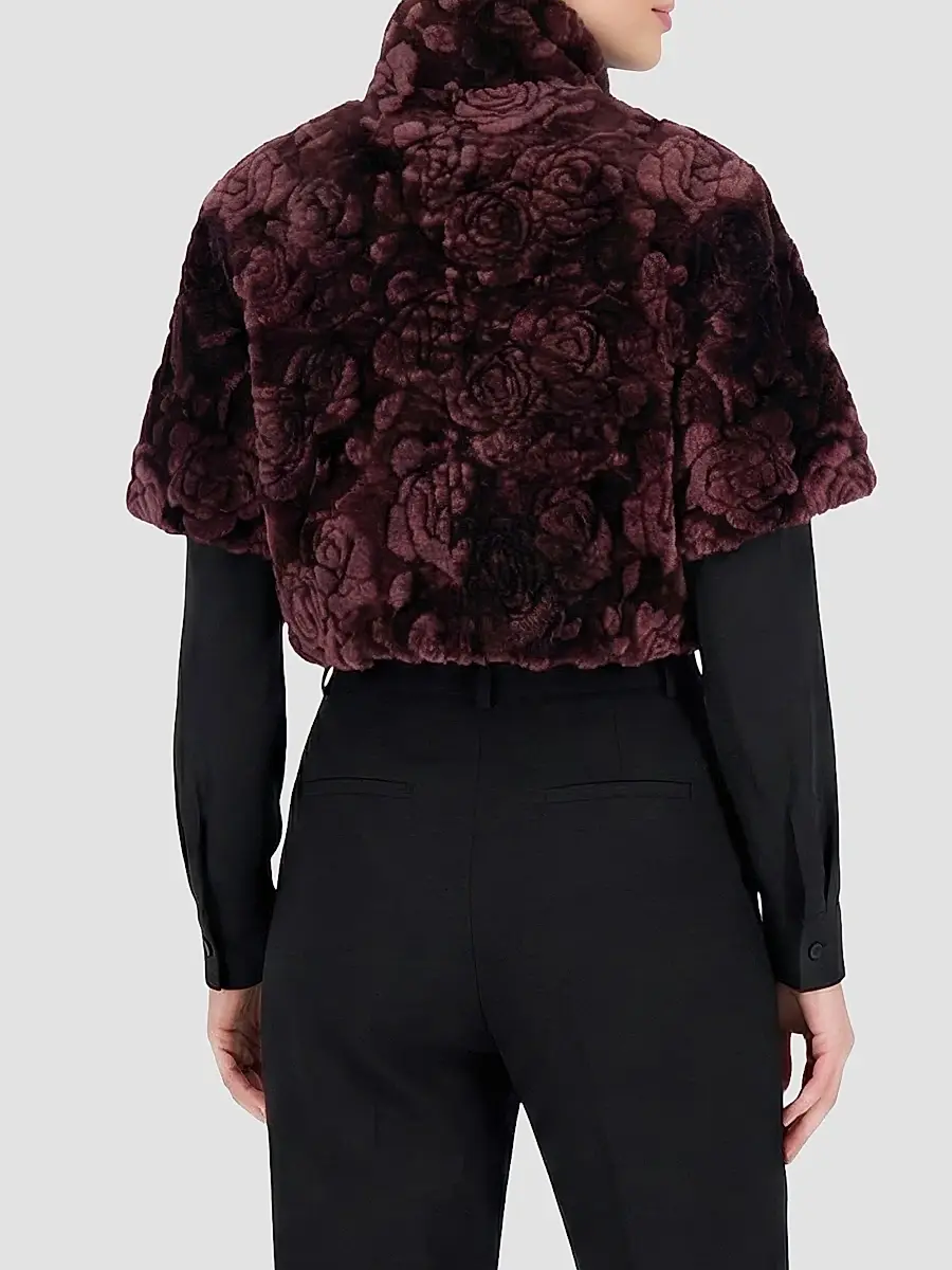 Gorski Women's Select Lamb Rose Cut Bolero, Cropped Sleeves | Thumbnail 5