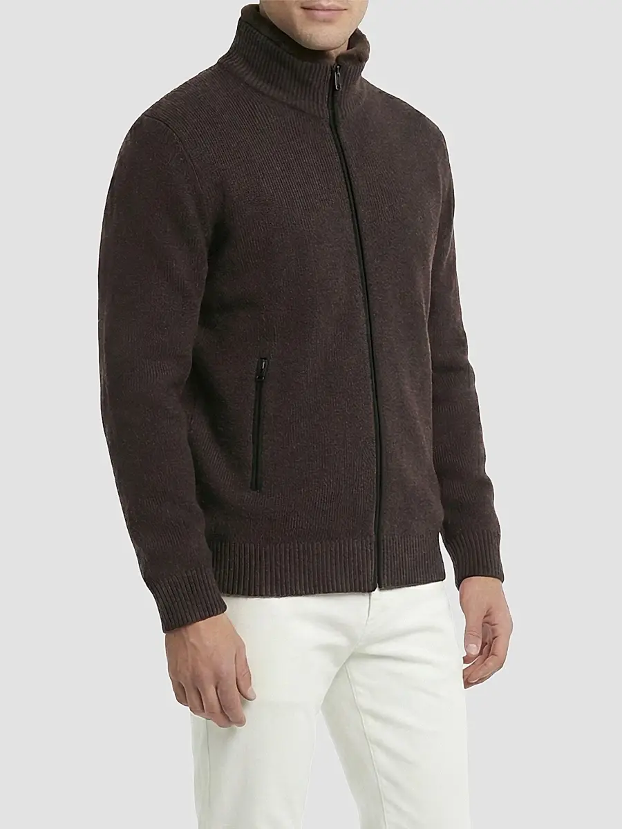 Gorski Men's Knit Jacket with Detachable Select Shearling Lamb Collar | Thumbnail 4