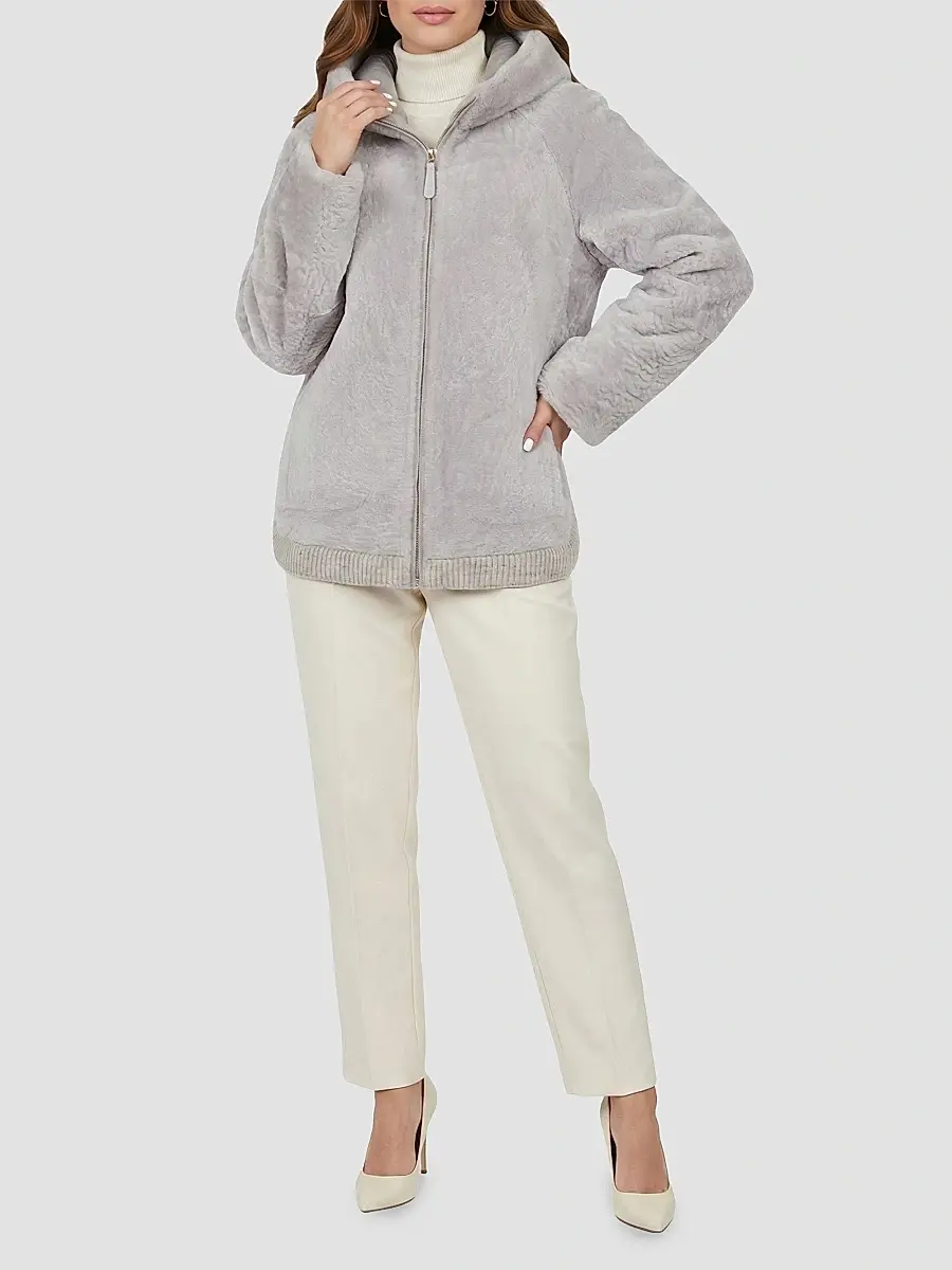 Gorski Women's Textured Shearling Lamb Coat with Hood - Beige | Thumbnail 2 Gorski Women's Textured Shearling Lamb Coat with Hood - Beige | Thumbnail 2