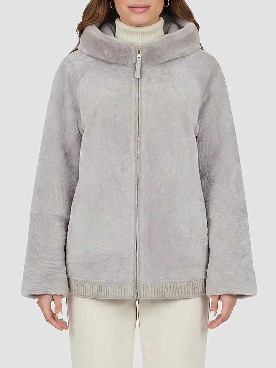 Gorski Women's Textured Shearling Lamb Coat with Hood - Beige | Thumbnail 3 Gorski Women's Textured Shearling Lamb Coat with Hood - Beige | Thumbnail 3