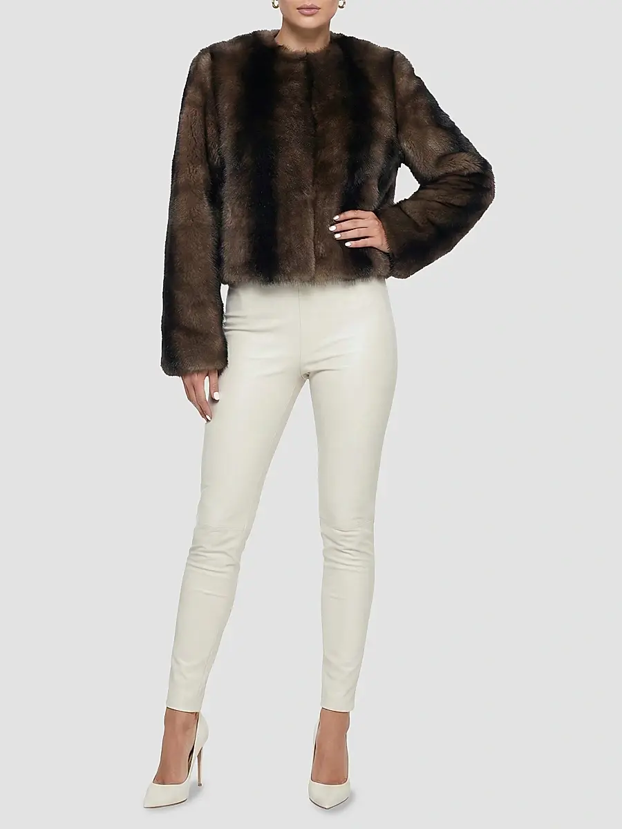 Gorski Women's Toscana Shearling Lamb Collarless Coat | Thumbnail 2 Gorski Women's Toscana Shearling Lamb Collarless Coat | Thumbnail 2