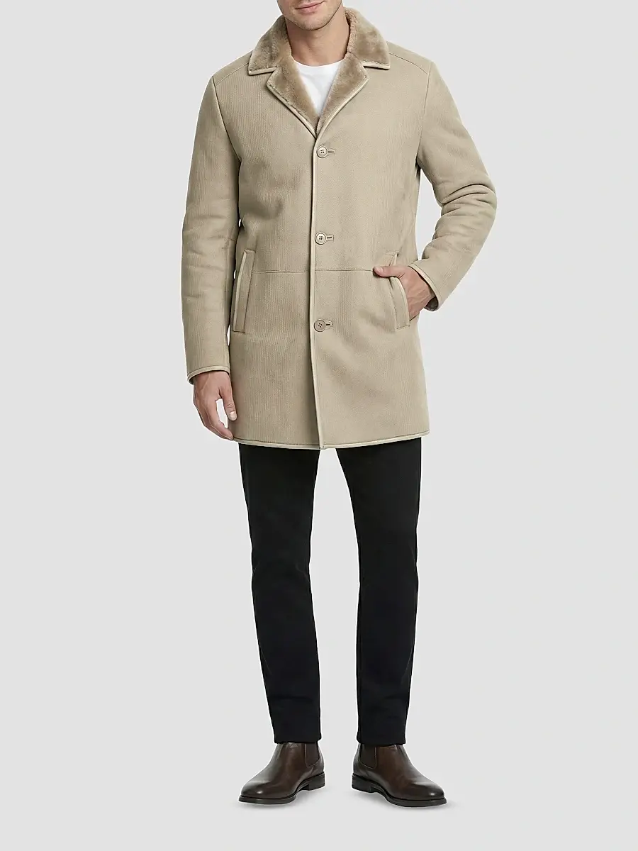 Gorski Men's Embossed Merino Shearling Lamb Stroller Coat | Thumbnail 2 Gorski Men's Embossed Merino Shearling Lamb Stroller Coat | Thumbnail 2