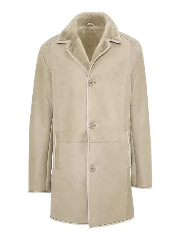Gorski Men's Embossed Merino Shearling Lamb Stroller Coat