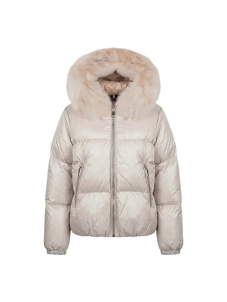 Gorski Women's Apres-Ski Parka with Detachable Merinillo Lamb Hood Trim - Beige Iceberg - Size XL | Image 1 Gorski Women's Apres-Ski Parka with Detachable Merinillo Lamb Hood Trim - Beige Iceberg - Size XL | Image 1