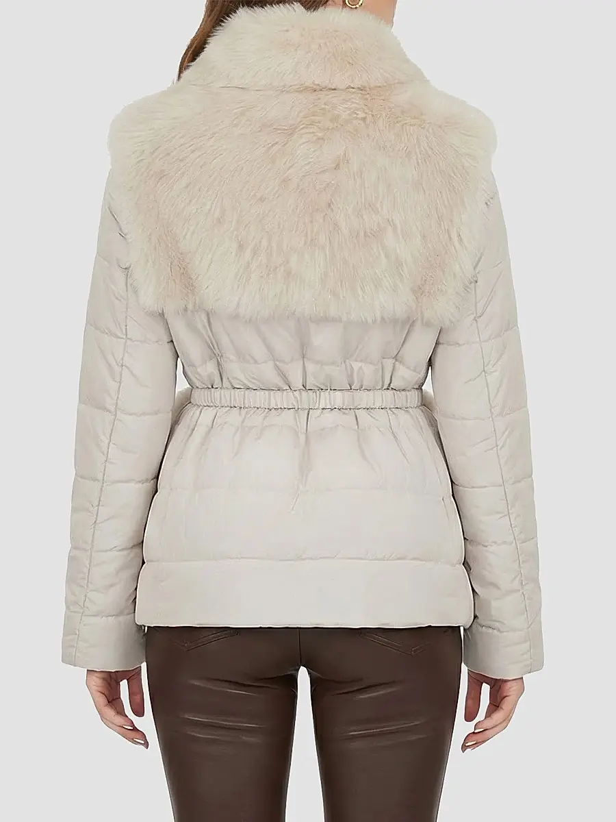 Gorski Women's Select Shearling Lamb Jacket with Quilted Sleeves and Back, Belt - Palomino | Thumbnail 5 Gorski Women's Select Shearling Lamb Jacket with Quilted Sleeves and Back, Belt - Palomino | Thumbnail 5