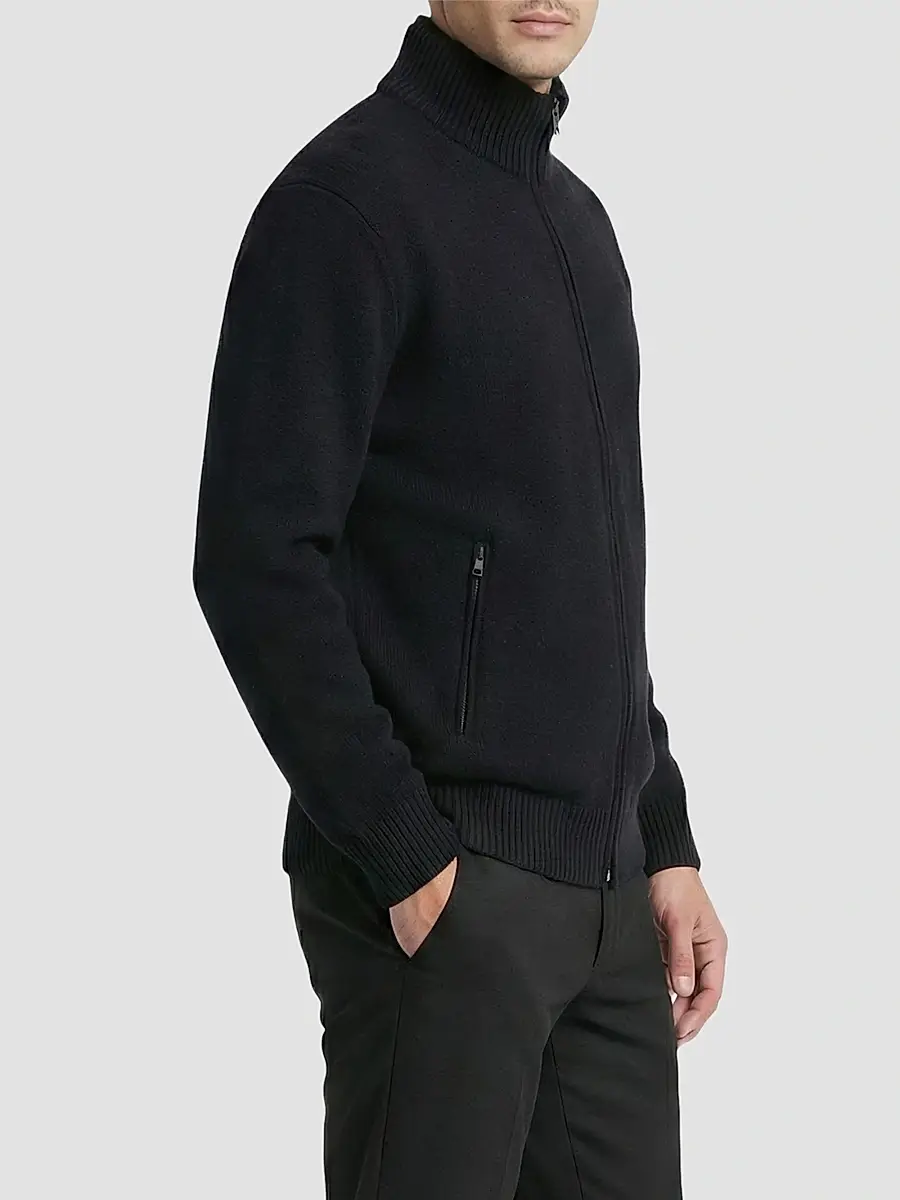 Gorski Men's Knit Jacket with Detachable Select Shearling Lamb Collar | Thumbnail 4
