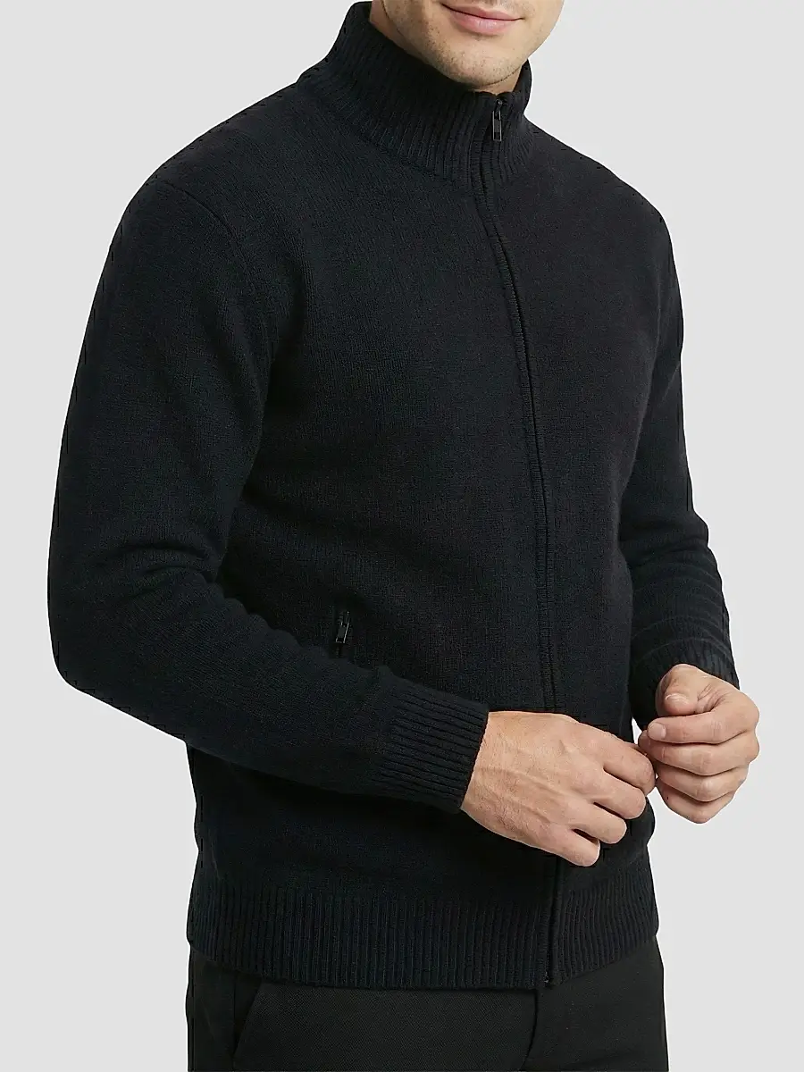 Gorski Men's Knit Jacket with Detachable Select Shearling Lamb Collar | Thumbnail 6